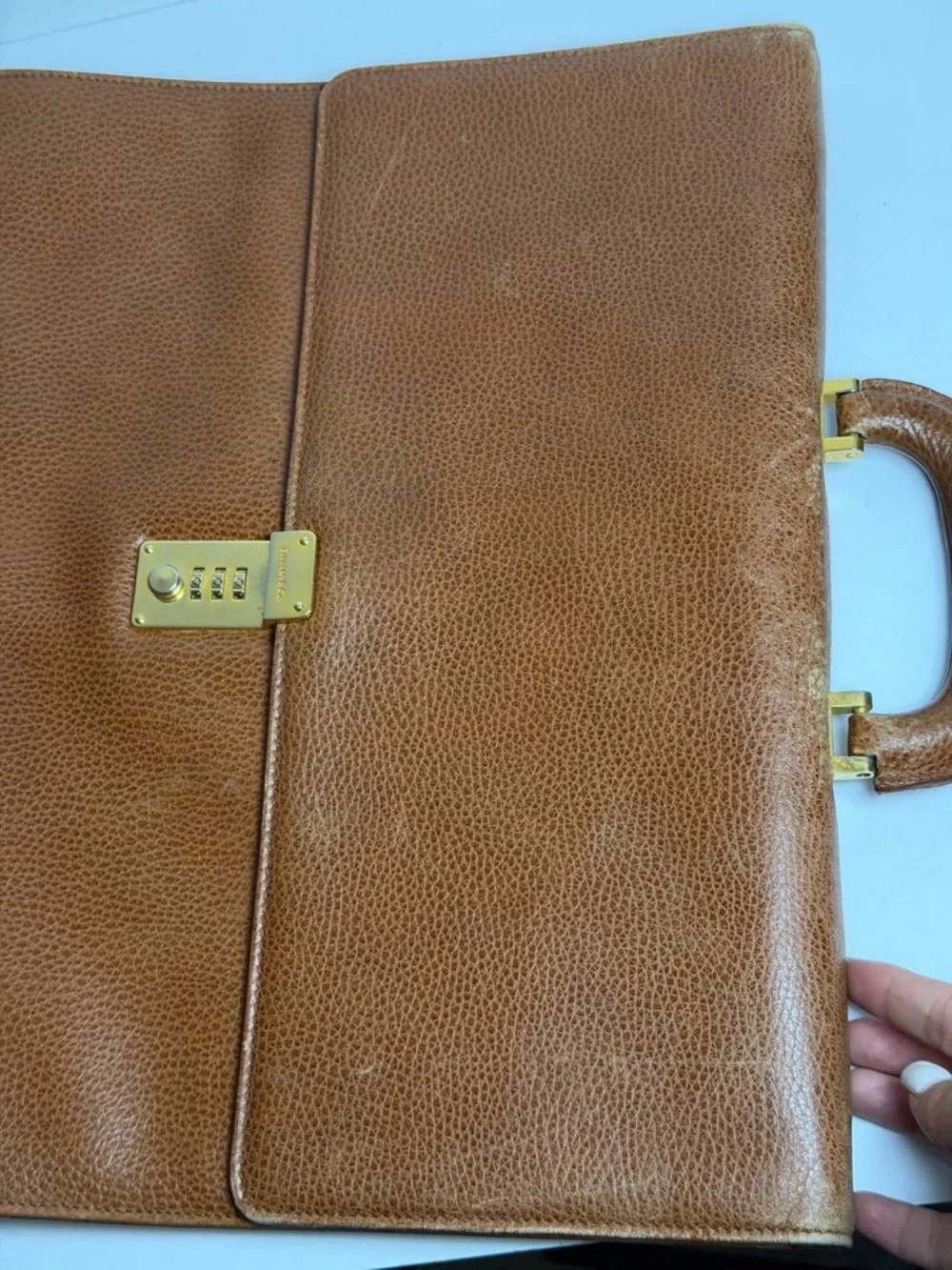 Vintage Tiffany & Co. Brown Leather Briefcase Dial Lock